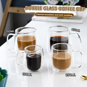 ItemMart Glass Coffee Cup Beverage Cups Heat-resistant Milk Tea Mug 150-450ml