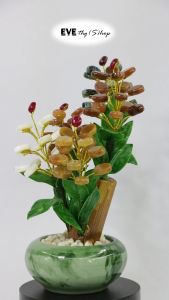 ต้นไม้หยก (5 ช่อ, สูง 26 ซม.) เสริม ดวง ปรับฮวง จุ้ย ต้นไม้ประดิษฐ์ กระถาง 26 ช่อ สูง 26 ซม