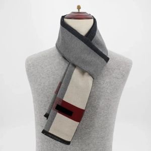 Luxury Brand Winter Plaid Cashmere Scarf for Men Warm Neck Scarfs Male Business Scarves Long Mens Pashmina Shawl