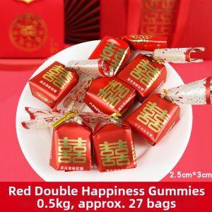 Wedding Candy Bulk Creative Wedding Double Happiness Soft Candy 500G Wedding Snacks Large Particles New Year Goods Delivery Batch Casual Candy