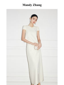 Custom White Beaded Elegant Ladys Suit Skirt Short Sleeve