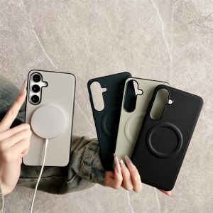 Case for Samsung Galaxy A56 A36 A26 A16 Simple Business Pure Color Leather Phone Case Hard Cover Magsafe Wireless Charging Drop-proof Shockproof Case