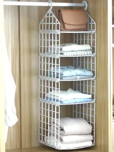 ชั้นวางของแขวนผนัง พลาสติกแข็ง สำหรับเสื้อผ้าและกระเป๋า 3/4/5ชั้น ดีไซน์ทันสมัย