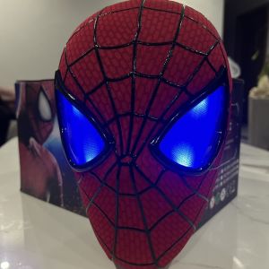 New The Amazing Spider-Man Headgear Movable Mask Helmet Electric Ring Control Eye Luminous Cosplay Collection Model Toy Kid Gift