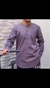 Hmd-Store Baju Koko Pria Baju Muslim Pria Terbaru Baju Koko Dewasa Terbaru 2023 LL9722 - Baby Canvas, Ukuran M/L/XL, Lebar Dada x Panjang Baju, Akurasi Warna 95% (TOKO HMD-STORE)