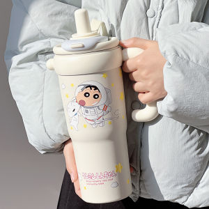 Large Capacity Adorable Straw Water Bottle for Men And Women Doraemon Mega Ice King Cup Cute Dual Drink Insulated Thermos