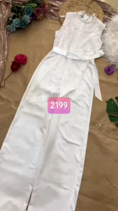 MYDU SHOP – MS 2199 – JUMPSUIT ÁO REN QUẦN DÀI CỘT NƠ – SANG CHẢNH