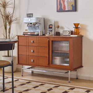 Retro Style Solid Wood Buffet Cabinet Wall Mounted Sofa Side Storage Cabinet Middle Ancient Style Tea Water Cabinet Coffee Machine Cabinet