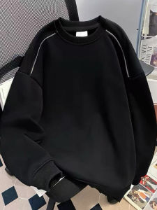 เสื้อฮู้ดคอตตอนบุขนแกะทรงหลวมสไตล์อเมริกันฮิปฮอปสำหรับผู้ชาย ฤดูใบไม้ร่วง/ฤดูหนาว แฟชั่นลำลอง เสื้อชั้นใน