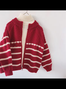 XiaoJieHome Boys Red Knitted Sweater Thick Autumn Winter Style New Year Clothes Childrens Knitwear Soft round Neck Long Sleeve