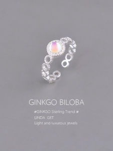 925Silver Moonstone Ring Open-Top Jewelry Pearl-Rilled Edge Hollow Design Personalized Engraving Korean-style FashionableWomens Accessories