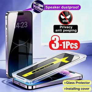 1-3Pcs Easy Installation Privacy Glass Film For iPhone 18 Pro 14 Plus 13 Mini 16 17 11 12 15 Pro Max XR X XS Max 16e Air 6S 8 7
