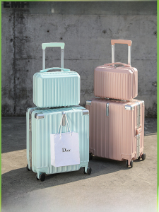 Ultra-Light Travel Suitcase for Women 18 Inch Check-In Bag with Password Lock And Pull Rod Fashionable ABS+PC Material