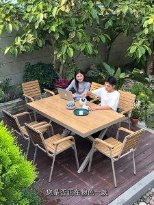 โต๊ะอาหาร ชุดโต๊ะกลางแจ้ง ชุดโต๊ะกินข้าว6คน กันแดด กันฝน สีไม่ชีด Outdoor furniture set ชุดโต๊ะคาเฟ่กลางแจ้ง ชุดโต๊ะแจ้งระเบียง โต๊ะสนามในสวน ชุดโต๊ะระเบียง garden table and chairs