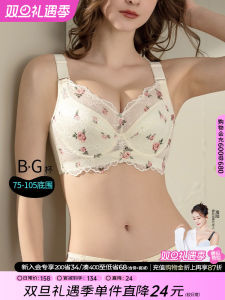 Large Size Full Cup Bra Womens Underwear Gathered Small Chest Illusion Thin Cotton Fabric Anti-Sagging Side Breast Collection