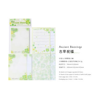 Cute Lucky Day Four Leaf Clover Mixed Material Non-Sticky Notes Book Adorable Stationery Supplies Handmade Paper Small Notebook