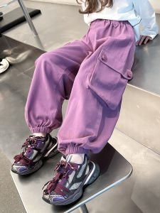 Trendy Loose Long Pants for Girls Child Casual Workwear Cotton Sweatpants Elastic Waist Spring Autumn New Style Comitomi