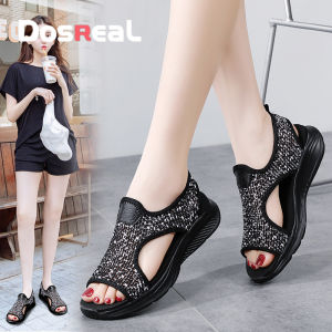 DOSREAL Flat Sandals for Women Elegant Classy Large Size 35-42 Korean Fashion New Summer Women Chunky Sandals Casual sport Anti-slip Muffin Sandals shoes