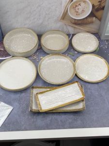 ชุดจานสไตล์ญี่ปุ่น จานเซรามิค สีครีม ขอบน้ำตาล  มี 8 แบบ จานมีขอบ 6นิ้ว/8นิ้ว จาน 7.25 นิ้ว จานทรงลึก 7.6 นิ้ว  จานเปล 3.8x8.5 นิ้ว/5x9.75นิ้ว จานขอบสูง 6.25นิ้ว/7.3นิ้ว