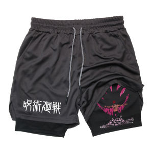 Anime Gym Shorts 2 In 1 Double Layer Men Workout Sports Jogging Sportwear Training Sport Shorts Male Summer Performance Shorts
