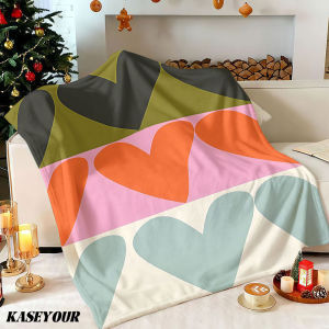 Beast Kingdom | Retro Color Heart Layers Winter Summer Flannel Blanket Throw Fleece Soft Fuzzy Plush Cozy Fleece Blankets for Sofa Ideal Gifts