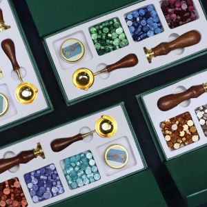 Retro Seal Wax Beads Set Handle DIY Wax Beads Scrapbook Stempel Sealing Lilin Segel Wax Stempel Undangan Pernikahan