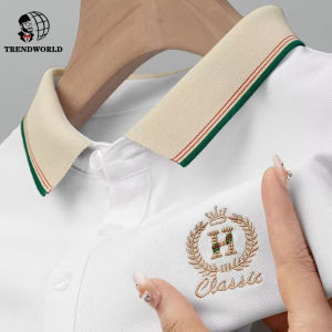 Mens Short Sleeved Summer Embroidered T-shirt Polo Business New Loose Half Sleeve Versatile Top