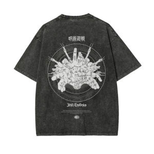 Bandai | Mahito Domain Expansion T-shirt Jujutsu Kaisen Graphic Tee Vintage Washed Retro Anime Harajuku Men Streetwear Top