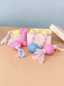 Pet Toy Small Dog Chews Rubber Toy Bite Resistant Molar Teeth Cleaning Dog Training Supplies Interactive Accessories Multicolor