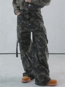 Quần Jeans Công Sở Denim Cotton Ống Rộng Cạp Cao Thường Ngày Cho Nữ Quần Dài Dài Đến Mắt Cá Chân Có Túi Màu Sắc Đậm