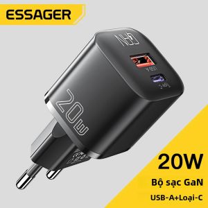 Essager 20W GaN USB Type C PD Sạc Nhanh QC 3.0 Sạc Nhanh Cho iPhone 14/13/12/11 Pro Max Mini iPad - Thân Thiện Với Du Lịch
