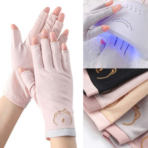 1Pair Anti UV Nail Gloves UV Gel Shield Fingerless Glove For LED Lamp Nails Dryer UV Protection Radiation Manicure Salon Tools *