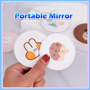 Small Mini Mirror Cute Little Rabbit Cartoon Portable Circular mini mirror Random