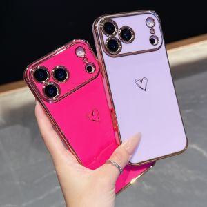 Ốp Điện Thoại Silicon Mạ Điện Hình Trái Tim Cho iPhone Chống Sốc Chống Xước Chống Bụi Nhẹ Dành Cho Pro Max Air 17 16 15 14 13 12