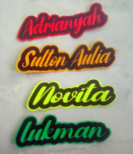Stiker Menyala kena pantulan cahaya Custom nama sendiri motor mobil laptop handphon 18x3cm