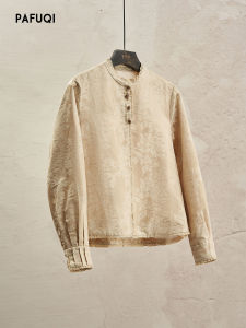 New Chinese Style Embossed Lace Trimmed Jacket Lightweight National Trend Womens Shirt Spring 2025 Puff Qi Brand Commute Simple Loose Fit