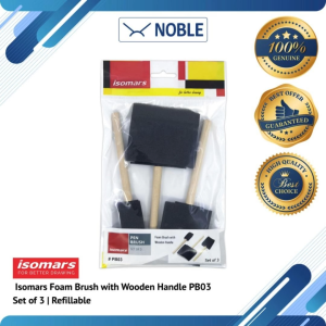 Isomars Foam Brush with Wooden Handle PB03 | Set of 3 | Refillable