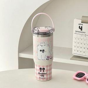 Cốc Nước Giữ Nhiệt Siêu Lớn Dễ Thương Cho Nữ Cốc Nước Giữ Nhiệt Bằng Thép Không Gỉ 600ml-1000ml Cốc Nước Có Ống Hút