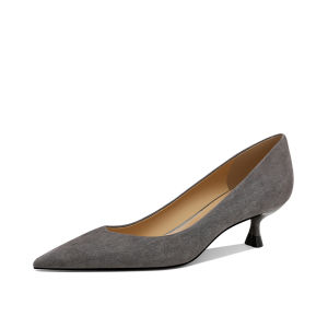 รองเท้าส้นสูง JESSICA SOPHIA ทรงหัวแหลม ส้นเตี้ย สีแดง หนังนิ่ม รองเท้าสวมสบาย รองเท้าแฟชั่นสำหรับผู้หญิง