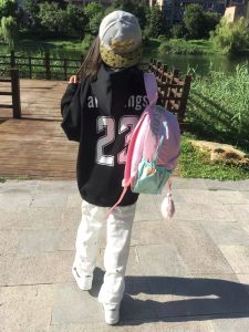 เสื้อฮู้ดผ้าขนแกะพิมพ์ลายฮิปฮอปสไตล์อเมริกันสำหรับผู้หญิง ฤดูใบไม้ผลิ ฤดูใบไม้ร่วง ฤดูหนาว ทรงหลวม แฟชั่นลำลอง เสื้อคลุมกันหนาวแบบหนา