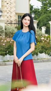 Áo kiểu trung niên thiết kế bắt mắt thu hút chất liệu Tằm Ý mềm mát AN5L0238 Thương hiệu Thiều Hoa