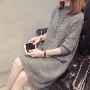 Trendy Womens Mid-Length Sweater Half-High Collar Pullover Knitted Base Shirt Loose Korean Style Autumn Winter New Arrival