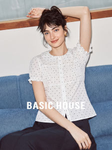 Basic House | Dotted Peter Pan Collar Short Sleeve Cotton Shirt Fall