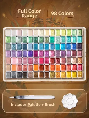 MINGZHUO | Iridescent Opaque Portable Watercolor Set 98 Colors