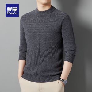 ROMON | Red Winter Knitwear High Collar Mens Sweater Fashionable City Style Thickened Long Sleeve Casual Loose Fit Over New Year