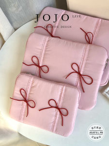 JOJOS L. PD.clusion Tablet Computer Bag with Elastic Bow Tie Stylish Polyester Material Cute Style Handheld Briefcase