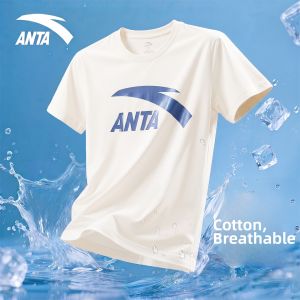 ANTA | Summer New Round Neck T-Shirt Large Logo Cotton Breathable