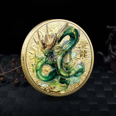 Chinese Mythical Beasts Coins Collectibles Dragon Coin Tiger Suzaku Zodiac Tai Chi Commemorative Medal Luck