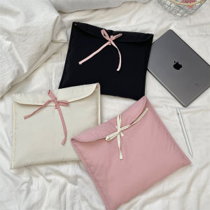 Túi Máy Tính Xách Tay Cotton Hàn Quốc Mới Túi iPad Màu Hồng Túi Đựng Đồ Bên Trong Thắt Nút Bướm Phong Cách Nghệ Thuật Túi Xách Đeo Vai Thường Ngày