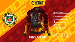 ARMY ON FIRE Hoodie Jacket Zipper with Pocket Full Sublimation